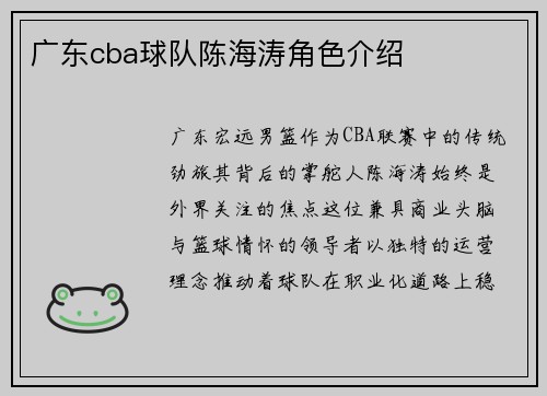 广东cba球队陈海涛角色介绍